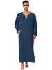 Cotton Sleep Shirt V-Neck Plain Side Split Long Gown