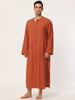 Cotton Solid Color Sleep Shirt Side Split Long Gown