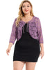 Knit H Line Collarless 3/4 Sleeve Bolero