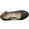 Perphy Elegant PU Round Toe Ankle Strap High Heel Pumps