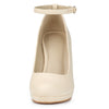 Perphy Elegant PU Round Toe Ankle Strap High Heel Pumps