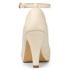 Perphy Elegant PU Round Toe Ankle Strap High Heel Pumps