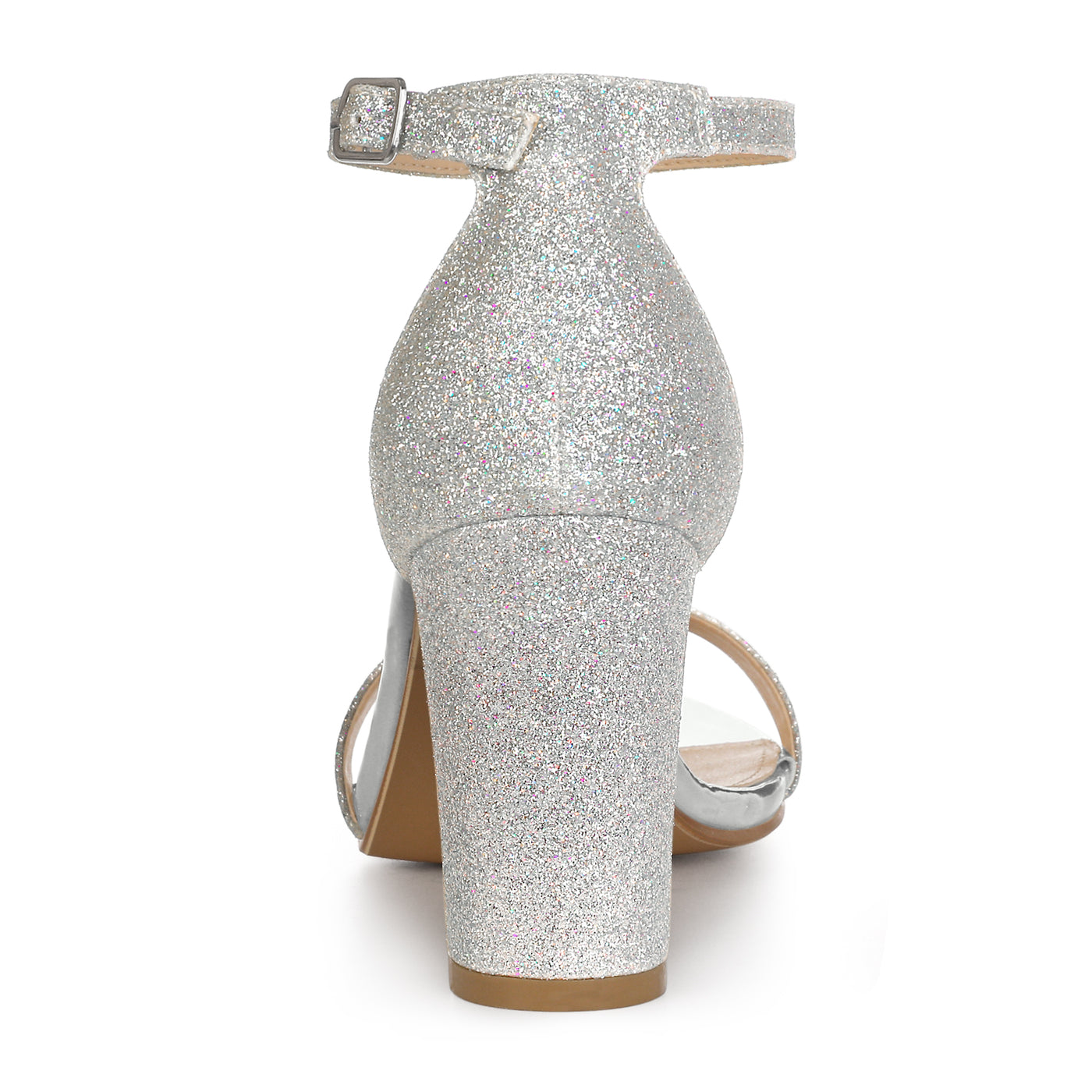 Bublédon Perphy Glitter Ankle Strap Chunky High Heels Sandals