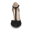 Perphy Round Toe Mary Jane Stiletto Heel T-Strap Pumps