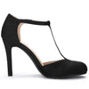 Perphy Round Toe Mary Jane Stiletto Heel T-Strap Pumps