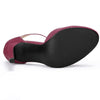 Perphy Round Toe Mary Jane Stiletto Heel T-Strap Pumps