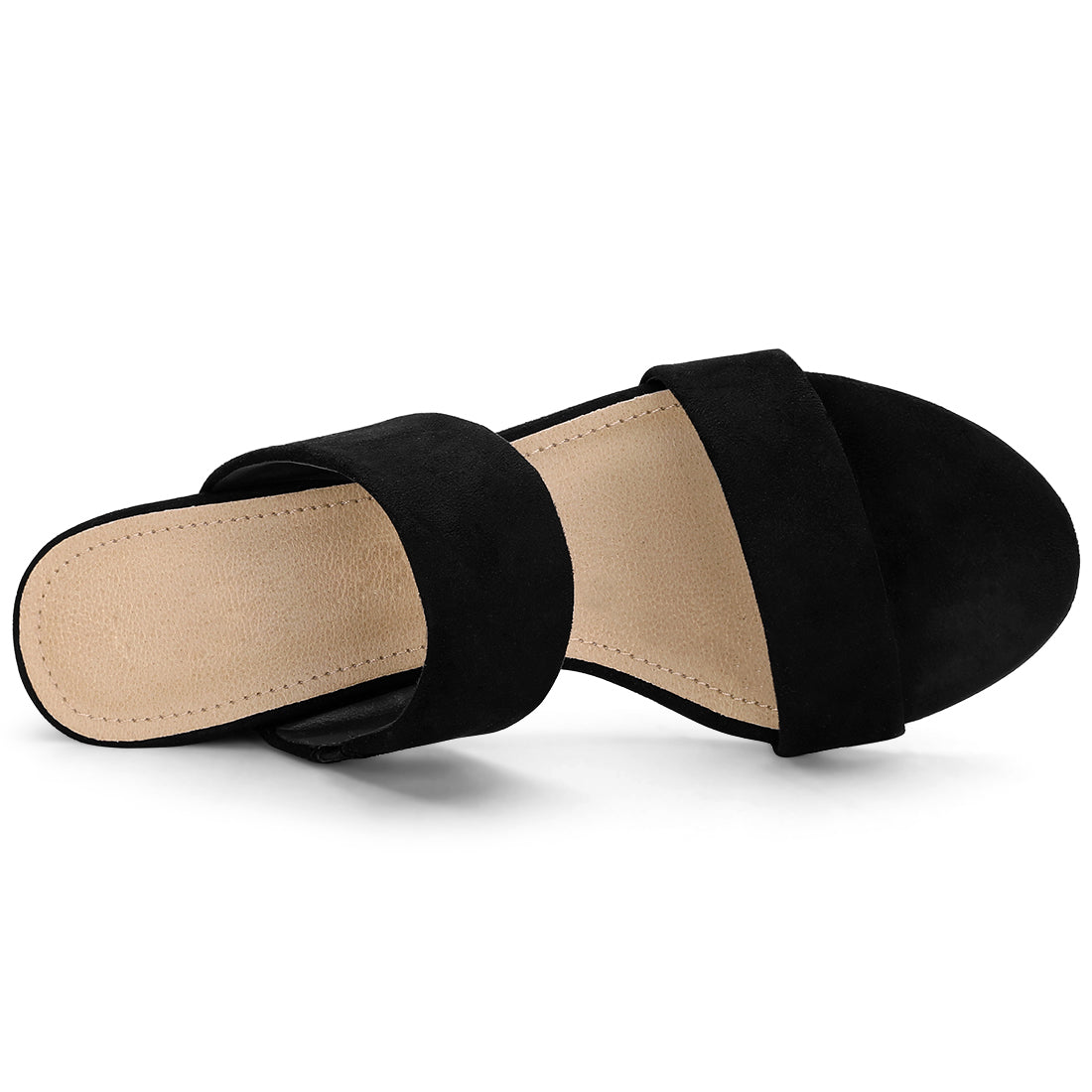 Bublédon Open Toe Dual Straps Block Heels Slide Sandals