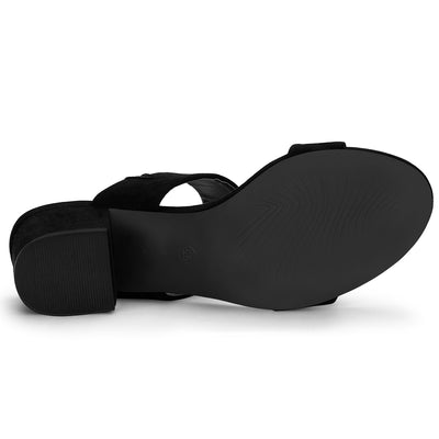 Perphy Open Toe Dual Straps Block Heels Slide Sandals