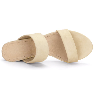 Perphy Open Toe Dual Straps Block Heels Slide Sandals