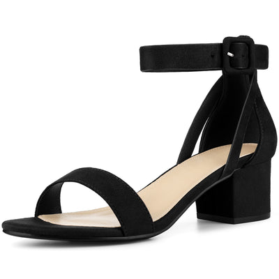 Bublédon Open Toe Ankle Strap Chunky High Heels Sandals