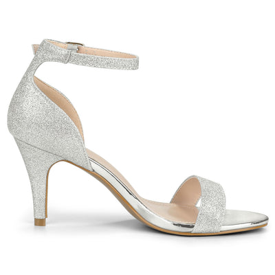 Perphy Ankle Strap Stiletto Heeled Glitter Sandals