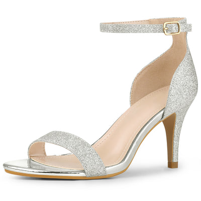 Perphy Ankle Strap Stiletto Heeled Glitter Sandals