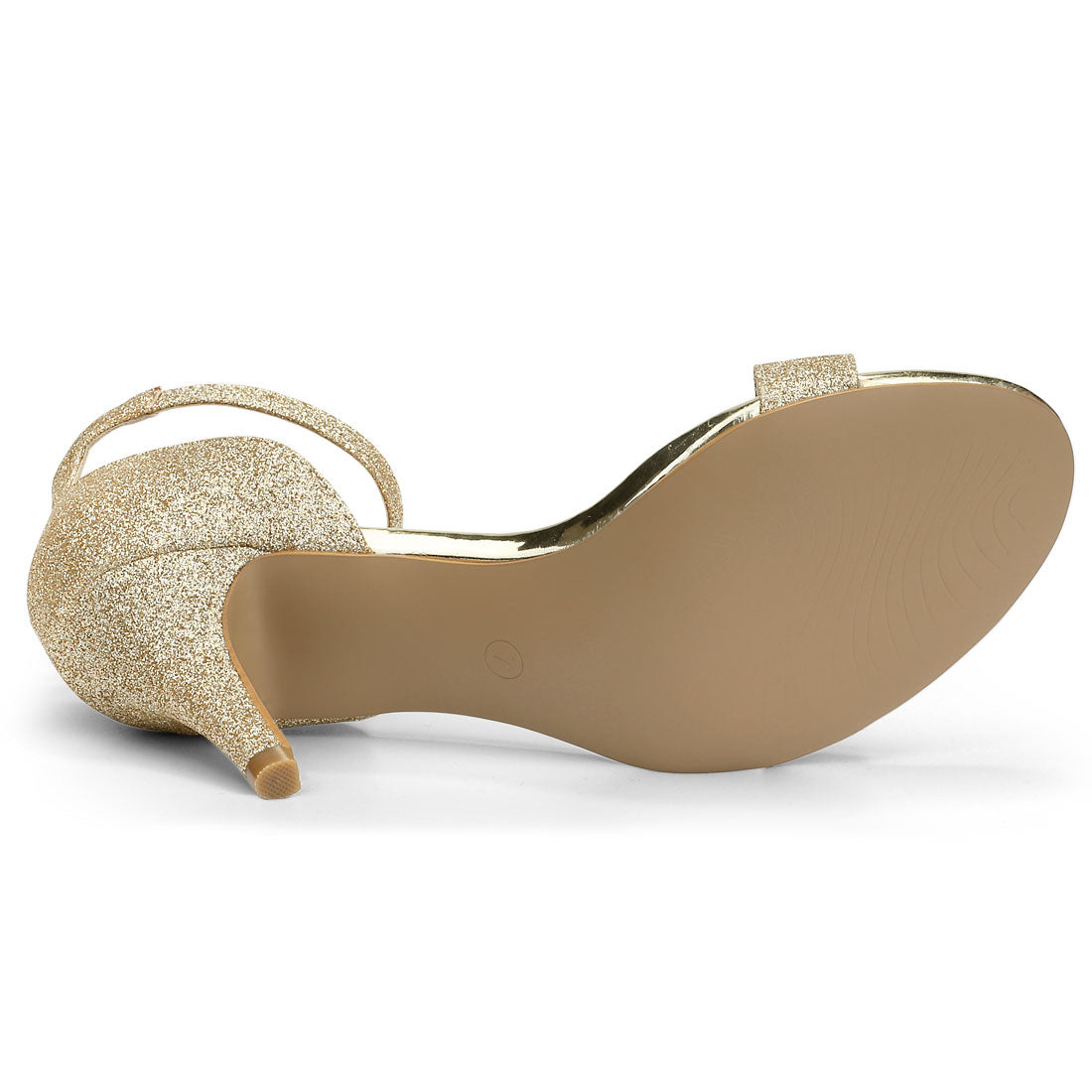 Bublédon Ankle Strap Stiletto Heeled Glitter Sandals