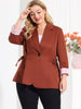 Spandex X Line Notched Lapel Long Sleeve Blazer