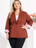 Spandex X Line Notched Lapel Long Sleeve Blazer
