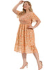X Line V Neck Midi Floral Ruffle Hem Dress