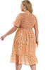 X Line V Neck Midi Floral Ruffle Hem Dress