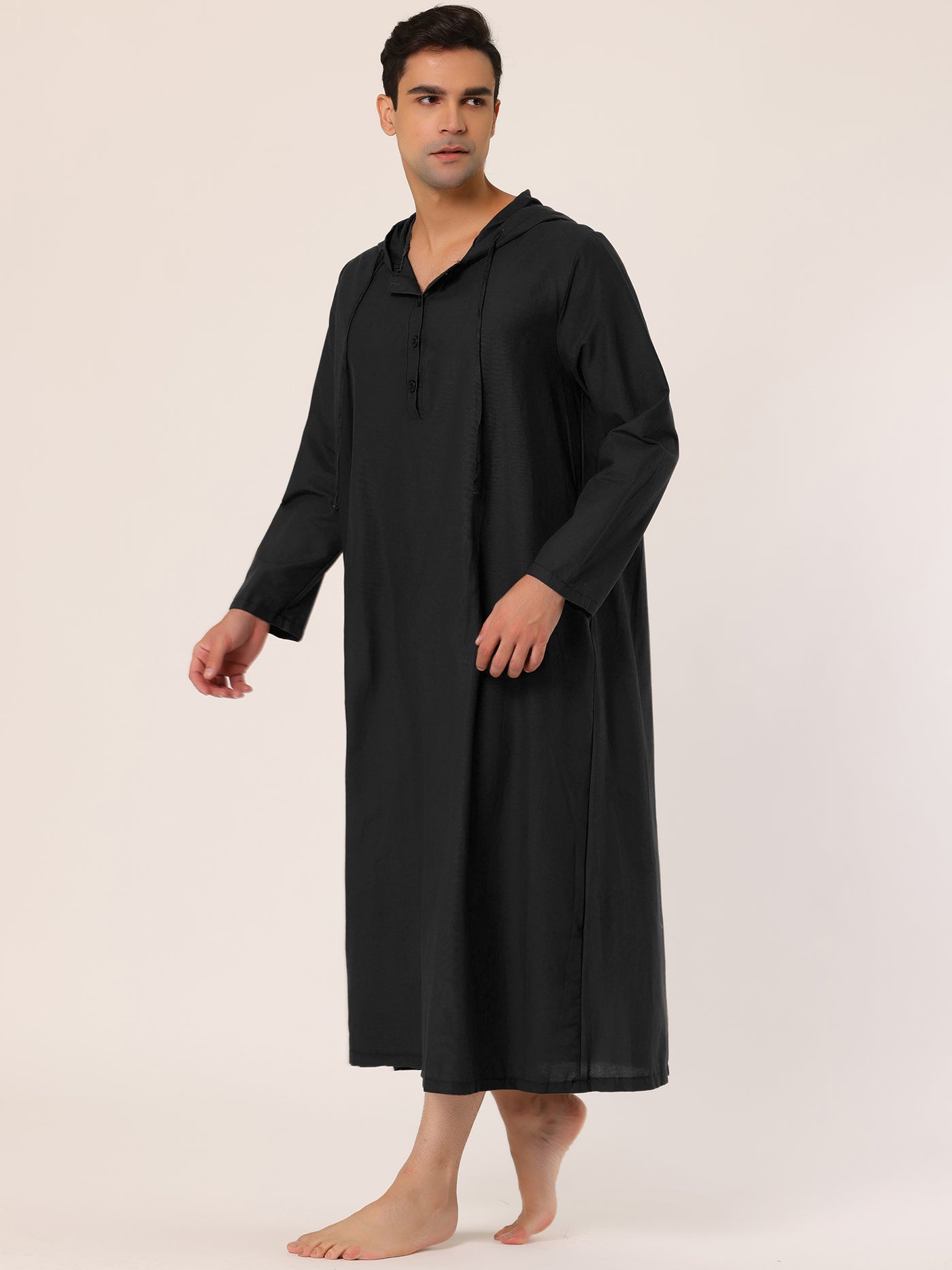 Bublédon Solid Long Sleeve Hooded Loungewear Nightdress