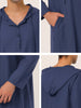 Solid Long Sleeve Hooded Loungewear Nightdress