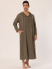 Solid Long Sleeve Hooded Loungewear Nightdress