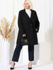 Knit X Line Peaked Lapel Long Sleeve Coat