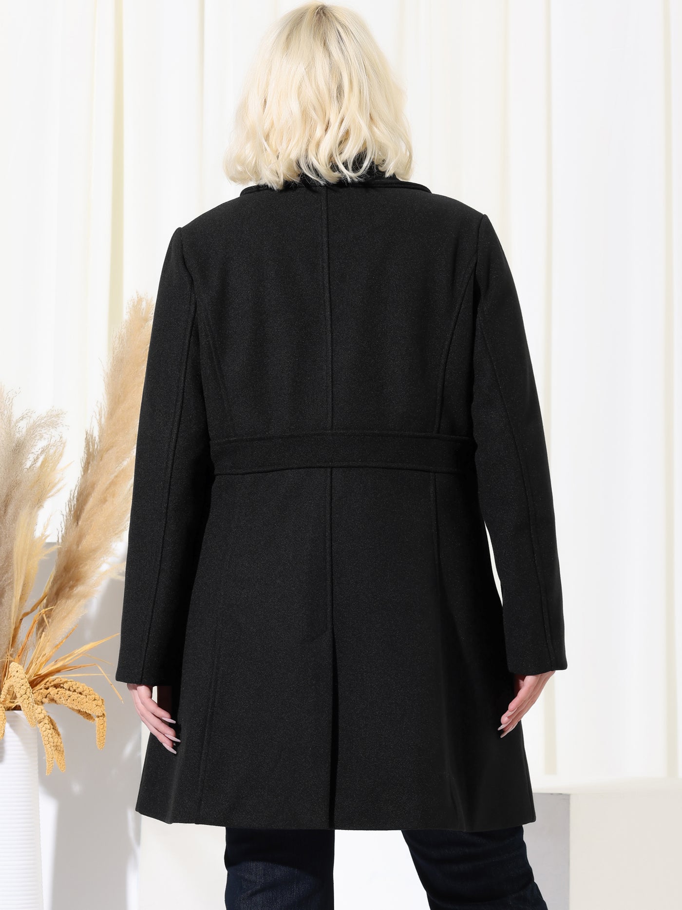 Bublédon Knit X Line Peaked Lapel Long Sleeve Coat