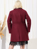 Knit X Line Peaked Lapel Long Sleeve Coat