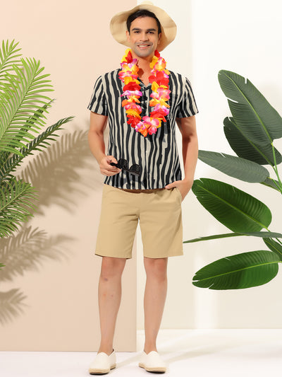 Summer Irregular Striped Short Sleeve Hawaiian Shirt