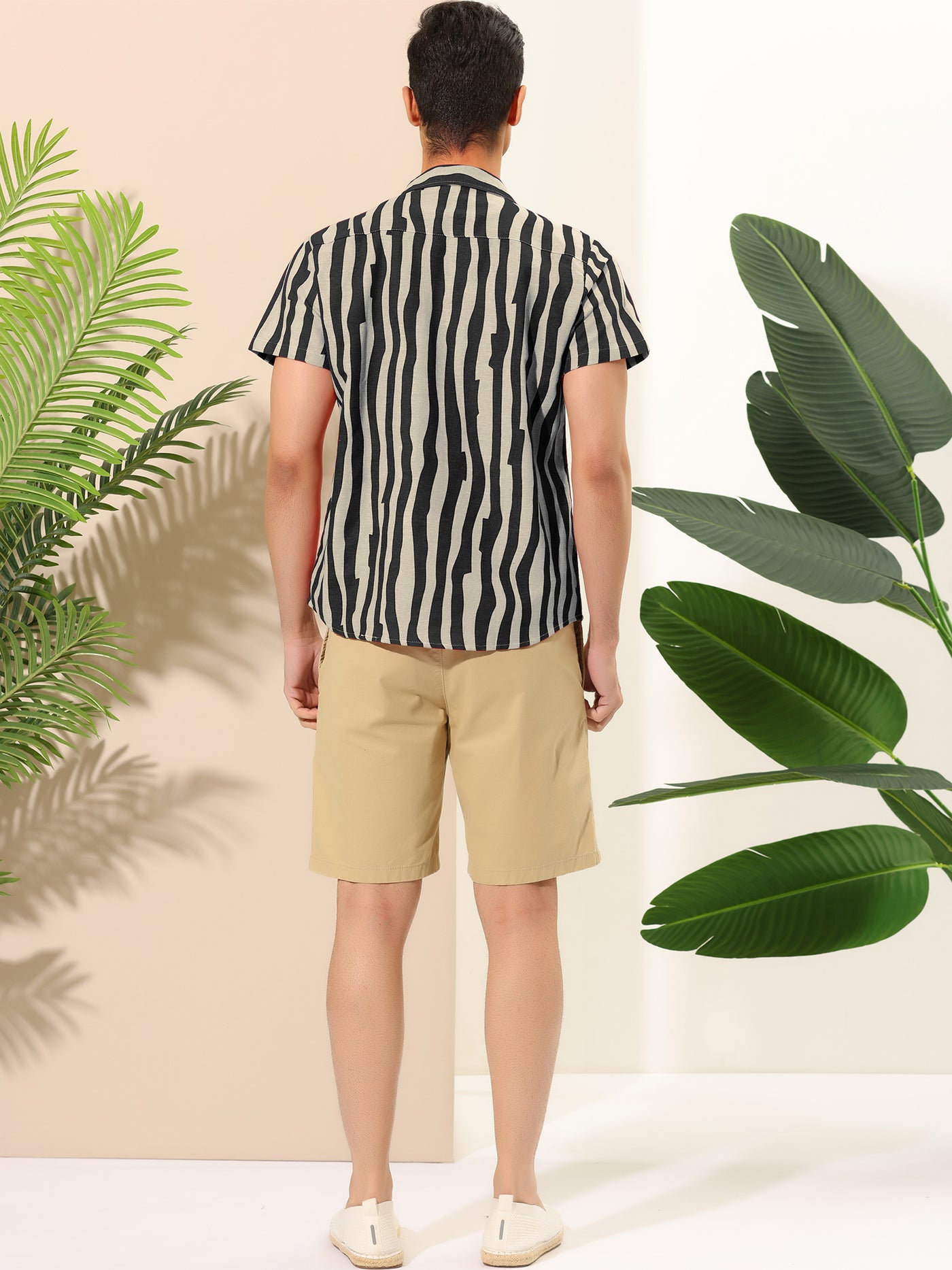 Bublédon Summer Irregular Striped Short Sleeve Hawaiian Shirt