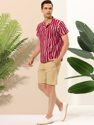 Summer Irregular Striped Short Sleeve Hawaiian Shirt
