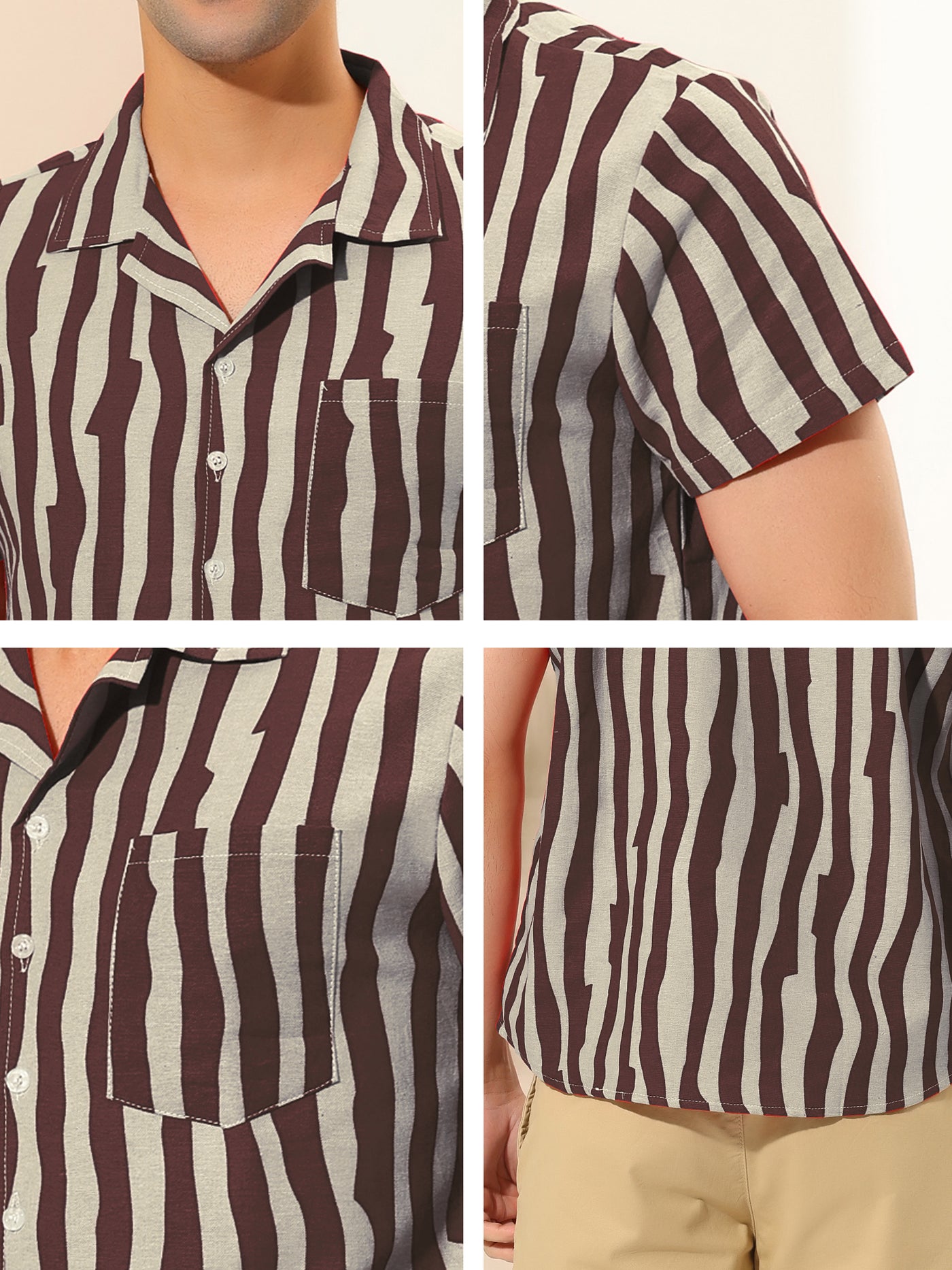 Bublédon Summer Irregular Striped Short Sleeve Hawaiian Shirt