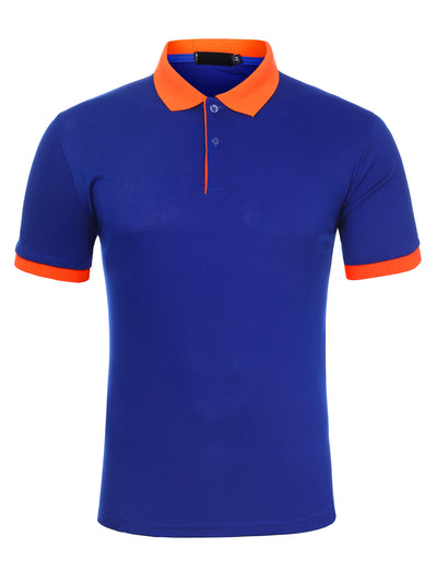 Casual Short Sleeve Contrast Color Golf Polo T-Shirt