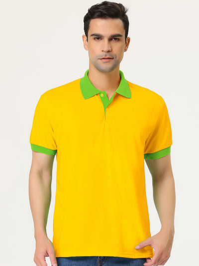 Casual Short Sleeve Contrast Color Golf Polo T-Shirt