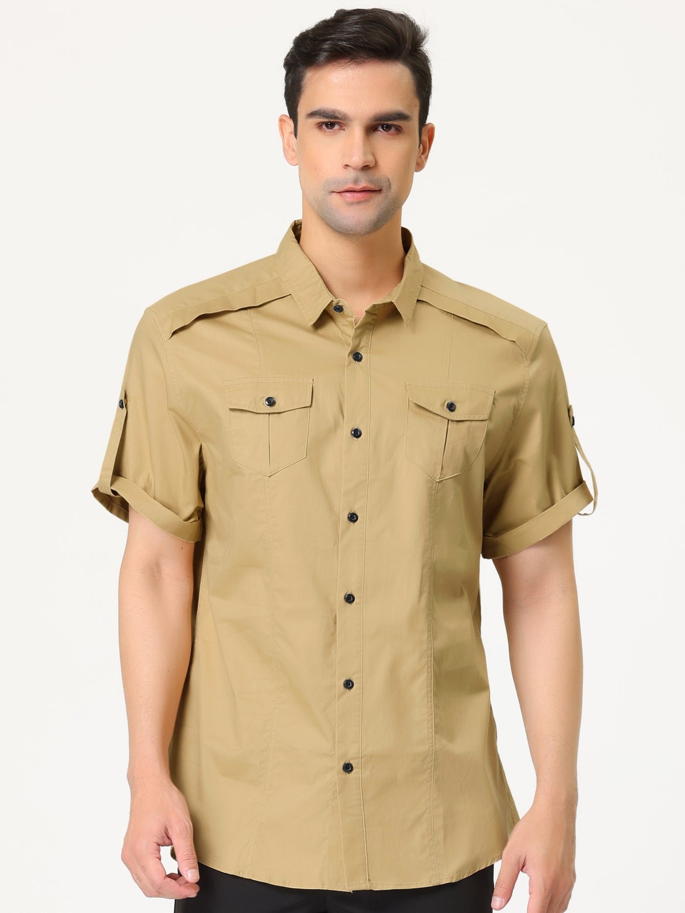 Bublédon Classic Short Sleeve Button Smart Casual Cargo Shirt
