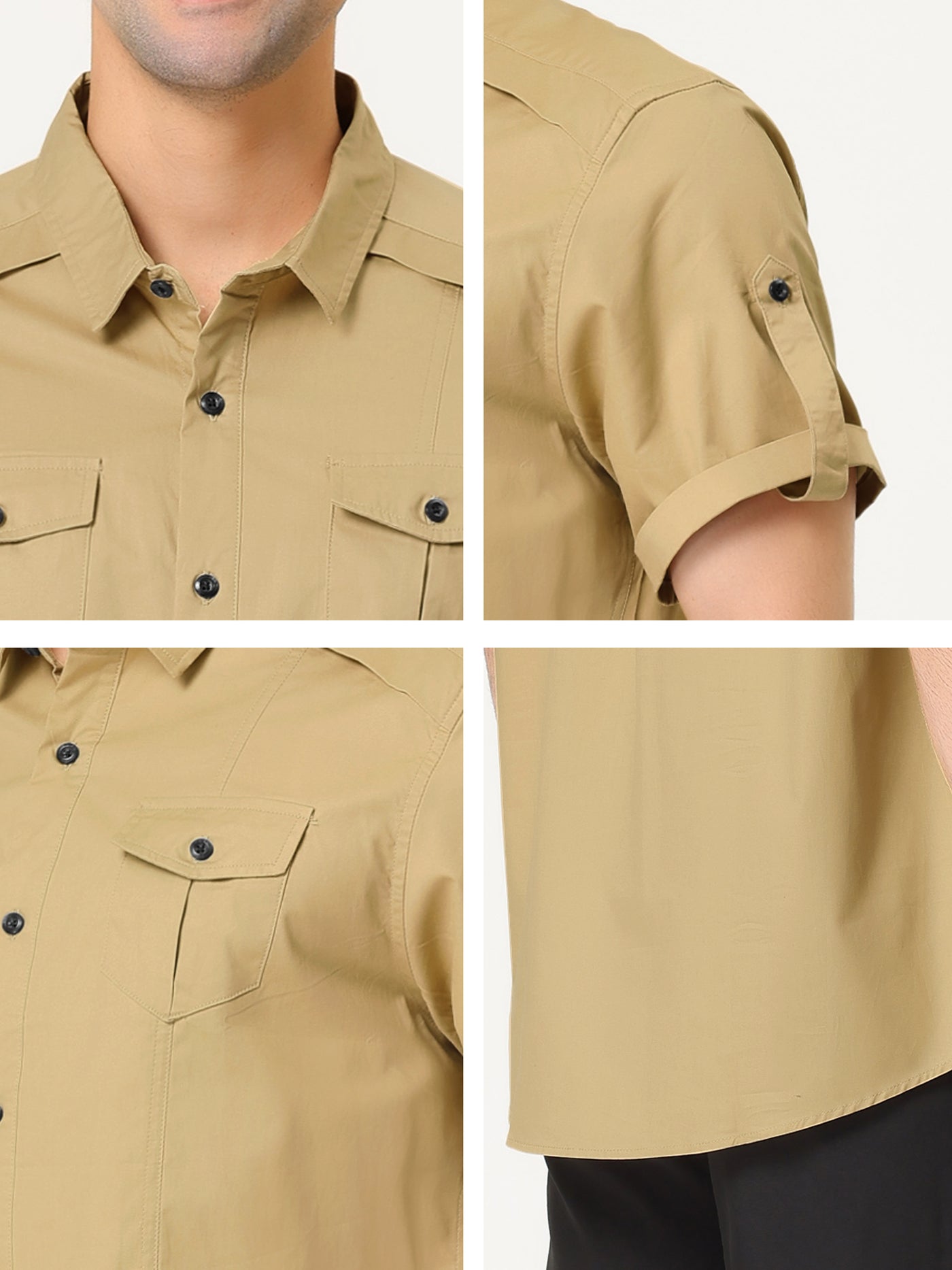 Bublédon Classic Short Sleeve Button Smart Casual Cargo Shirt