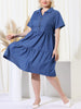 Knee Length Cotton Elastic Back Tiered Skirt