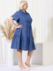 Knee Length Cotton Elastic Back Tiered Skirt