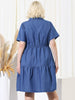 Knee Length Cotton Elastic Back Tiered Skirt