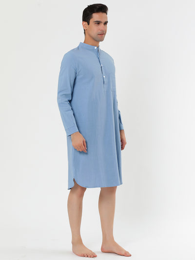 Bublédon Banded Collar Henley Shirt Pajamas Robe Nightgown