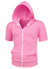 Lightweight Solid Color Zip Up Short Sleeve Hoodies