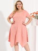 Polka Dot Round Neck Short Sleeve Plus Size Dress