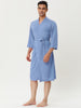 Solid Color V Neck 3/4 Sleeve Belt Waffle Bathrobe