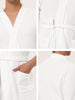 Solid Color V Neck 3/4 Sleeve Belt Waffle Bathrobe