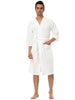 Solid Color V Neck 3/4 Sleeve Belt Waffle Bathrobe