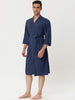 Solid Color V Neck 3/4 Sleeve Belt Waffle Bathrobe