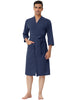 Solid Color V Neck 3/4 Sleeve Belt Waffle Bathrobe