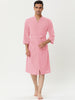 Solid Color V Neck 3/4 Sleeve Belt Waffle Bathrobe