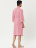 Solid Color V Neck 3/4 Sleeve Belt Waffle Bathrobe