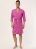 Solid Color V Neck 3/4 Sleeve Belt Waffle Bathrobe