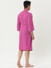 Solid Color V Neck 3/4 Sleeve Belt Waffle Bathrobe
